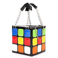 Women Light-colored Leather Casual Outdoor Shopping Tote Lovely Multicolored Cube Square Handbag