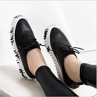 Women\'s Flats Creepers Cowhide Summer Casual Creepers White Black Flat