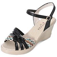 womens sandals summer gladiator pu outdoor wedge heel buckle walking