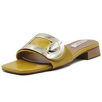 Women\'s Sandals Comfort PU Summer Outdoor Comfort Low Heel Yellow Green Almond 2in-2 3/4in