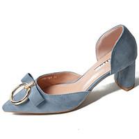 Women\'s Sandals Comfort PU Summer Outdoor Comfort Chunky Heel Black Blue Blushing Pink 3in-3 3/4in