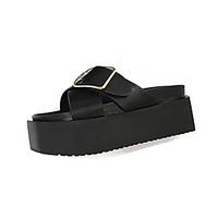 womens sandals summer comfort pu outdoor walking wedge heel black whit ...