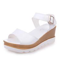 womens sandals summer comfort pu outdoor walking wedge heel buckle blu ...