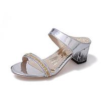 Women\'s Sandals Summer Comfort PU Outdoor Walking Low Heel Silver Gold