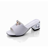 womens sandals summer comfort pu outdoor walking block heel black whit ...