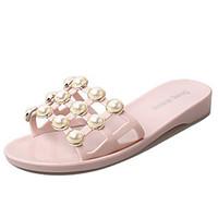 Women\'s Sandals Comfort PU Summer Outdoor Comfort Flat Heel Black Blushing Pink Flat