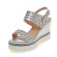 womens sandals summer comfort pu outdoor walking creepers buckle silve ...