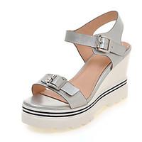 Women\'s Sandals Summer Comfort PU Outdoor Walking Creepers Buckle Blushing Pink Silver Black White