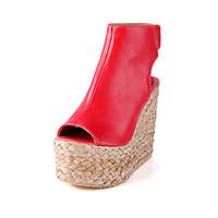 womens sandals summer club shoes microfibre casual wedge heel blue red ...