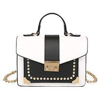 Women Tote PU All Seasons Formal Casual Event/Party Wedding Office Career Sling Bag Clasp Lock Brown Black White