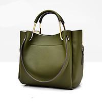 Women Tote PU All Seasons Formal Casual Event/Party Wedding Office Career Barrel Zipper Black White Green