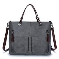 Women Tote PU All Seasons Formal Casual Event/Party Wedding Office Career Doctor Zipper Brown Gray Blushing Pink Ruby Black