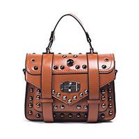Women Tote PU All Seasons Formal Casual Event/Party Wedding Office Career Flap Clasp Lock Brown Black