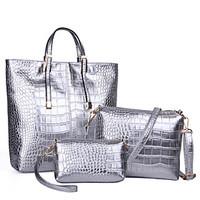 Women Bag Sets PU All Seasons Formal Casual Event/Party Wedding Office Career Shopper Zipper Silver Black Gold