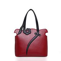 Women Tote PU All Seasons Formal Casual Event/Party Wedding Office Career Barrel Zipper Ruby Black