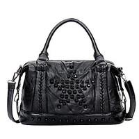 Women Tote PU All Seasons Formal Casual Event/Party Wedding Office Career Weekend Bag Zipper Black