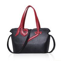 Women Tote PU All Seasons Formal Casual Event/Party Wedding Office Career Barrel Zipper Ruby Black