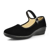 Women\'s Loafers Slip-Ons Retro Fabric Spring Summer Casual Retro Buckle Low Heel Black Flat