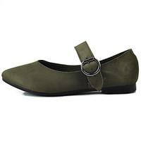 womens flats light soles fabric spring casual buckle flat heel green b ...