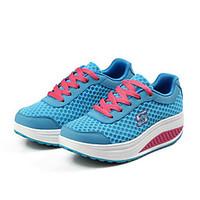 Women\'s Athletic Shoes Spring Summer Fall Comfort Light Soles Tulle Outdoor Athletic Casual Running Wedge Heel Lace-upBlushing Pink Blue