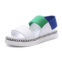 Women\'s Sandals Summer Creepers Cowhide Casual Creepers Black White