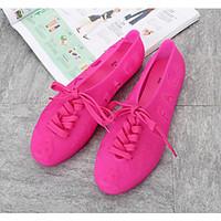 Women\'s Flats Summer Jelly Shoes PVC Casual Flat Heel Blushing Pink Blue Red Black