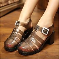 womens sandals summer jelly shoes pvc casual chunky heel silver black  ...