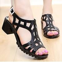 womens sandals summer jelly shoes pvc casual chunky heel almond silver ...