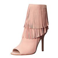 Women\'s Sandals Summer Slingback Gladiator Fleece Dress Stiletto Heel Zipper Tassel Blushing Pink Beige Black