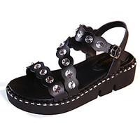 womens sandals summer creepers cowhide casual creepers black white