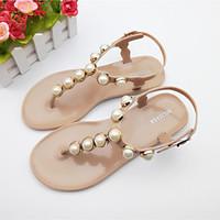 womens sandals summer jelly shoes pvc casual flat heel imitation pearl ...