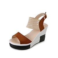 Women\'s Sandals Spring Summer Fall Club Shoes Suede Outdoor Office Career Casual Walking Wedge Heel Platform Buckle Ribbon TieKhaki