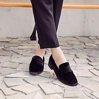 Women\'s Heels Spring Light Soles Fleece Casual Low Heel Chunky Heel Dark Brown Black