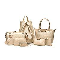 women pu formal casual office career shopping backpack bag sets beige  ...