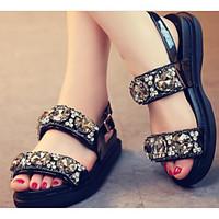 womens sandals spring comfort pu casual black white