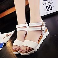 womens sandals spring comfort pu casual beige black white