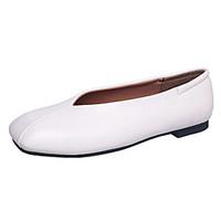 Women\'s Flats Spring Comfort PU Outdoor Flat Heel Black White Royal Blue Beige Walking