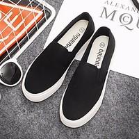 Women\'s Flats Spring Comfort PU Canvas Casual Black White