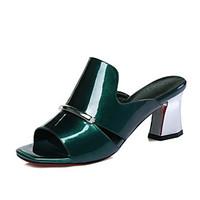 Women\'s Sandals Summer Fall Club Shoes Leather Patent Leather Office Career Dress Casual Chunky Heel
