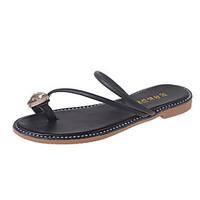 womens slippers flip flops summer mary jane leatherette casual flat he ...