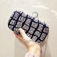 Women Evening Bag PU All Seasons Event/Party Party Evening Club Baguette Sequined Magnetic Coffee Silver