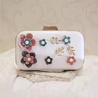 Women Evening Bag PU All Seasons Event/Party Casual Party Evening Club Baguette Flower Magnetic khaki Peach Blushing Pink Black White