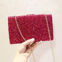 Women Evening Bag PU All Seasons Event/Party Party Evening Club Baguette Sequined Magnetic Fuchsia Gold