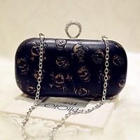 Women Evening Bag PU All Seasons Event/Party Party Evening Club Baguette Magnetic Black