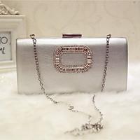 Women Evening Bag PU All Seasons Event/Party Party Evening Club Baguette Magnetic Silver