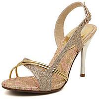 Women\'s Sandals Spring Summer Fall Gladiator Glitter Office Career Party Evening Dress Casual Stiletto Heel Gold