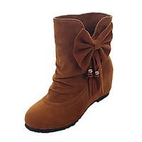 womens boots fall winter comfort pu casual low heel zipper black brown ...