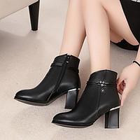 womens boots spring comfort pu casual black