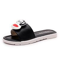Women\'s Sandals Mary Jane Leatherette Summer Casual Walking Flat Heel White Black Under 1in