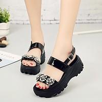 womens sandals spring comfort pu casual dark grey black